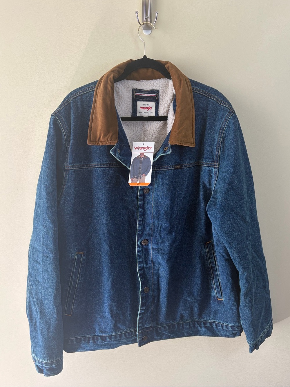 Wrangler XXL Denim Sherpa-Lined Jacket with Corduroy Collar – NWT